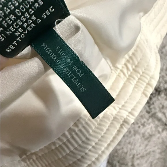 LAUREN-RALPH LAUREN Cream and Brown Puffer Jacket Size L